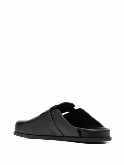 Shop Valentino Leather Slippers In Black