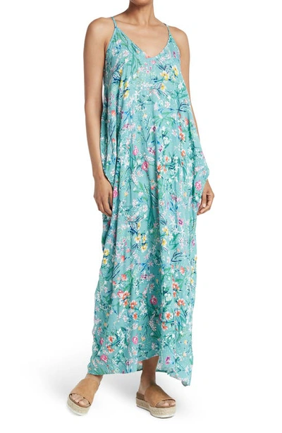 Shop Lovestitch Floral Print Maxi Dress In Seafoam Combo