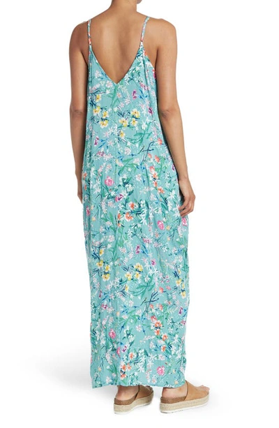 Shop Lovestitch Floral Print Maxi Dress In Seafoam Combo
