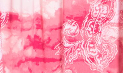 Shop Stem And Vine Printed Lace Square Neck Top In Fuschia/ Tiedye