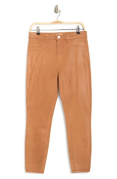 Shop Lagence Margot Coated Crop Skinny Jeans In Hazelnut Coated