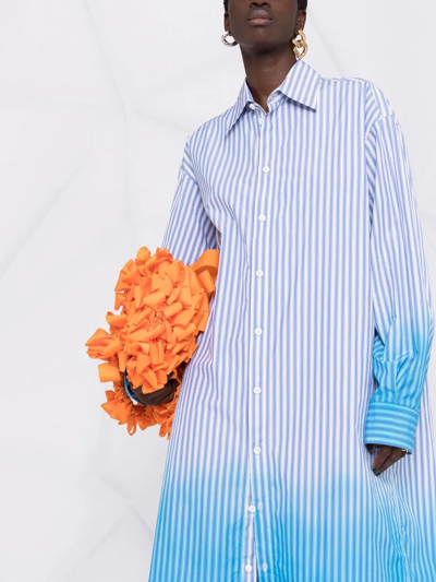 Shop Marni Long-sleeve Striped Shirtdress In Blue