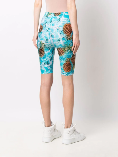 Shop Philipp Plein Pineapple-print Shorts In Blue