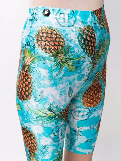 Shop Philipp Plein Pineapple-print Shorts In Blue