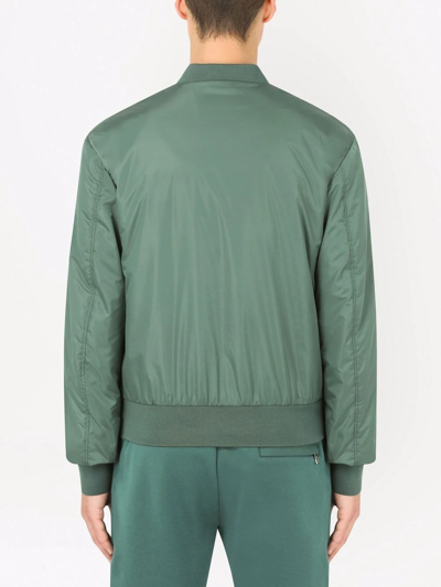 Shop Dolce & Gabbana Logo-tag Bomber Jacket In Green