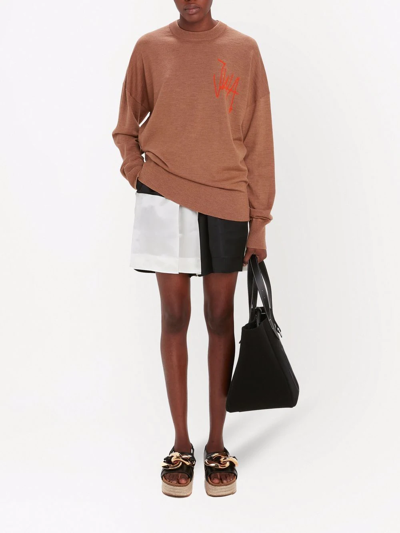 Jw Anderson Logo-embroidered Jumper In Brown
