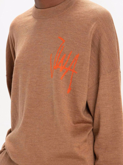 Jw Anderson Logo-embroidered Jumper In Brown