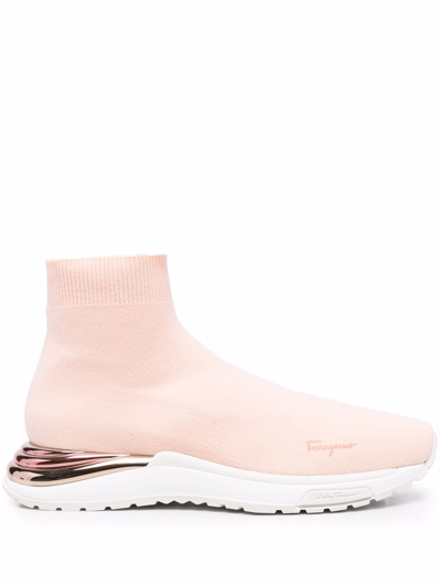 Shop Ferragamo Logo Slip-on Sneakers In Pink