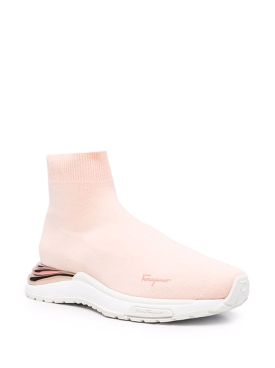 Shop Ferragamo Logo Slip-on Sneakers In Pink