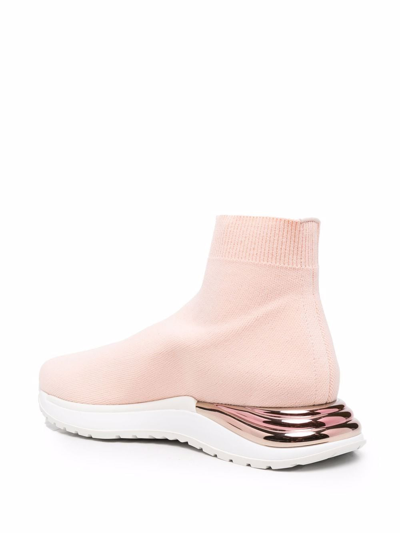 Shop Ferragamo Logo Slip-on Sneakers In Pink