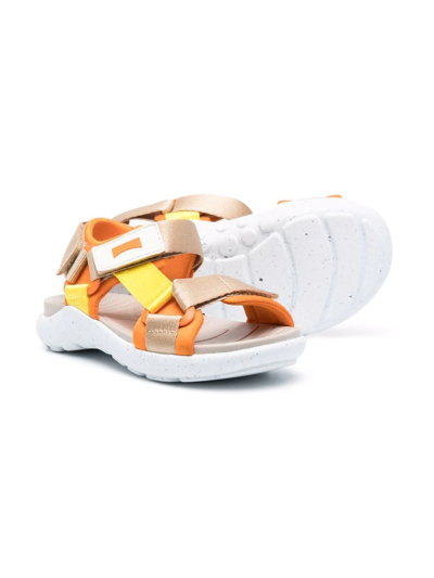 Shop Camper Wous Touch-strap Leather Sandals In Orange