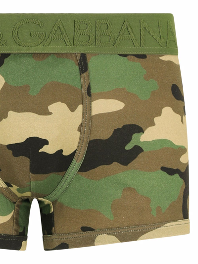 Shop Dolce & Gabbana Camouflage Logo-waistband Boxers In Green