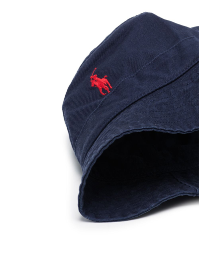 Shop Polo Ralph Lauren Classic Logo Bucket Hat In Blue