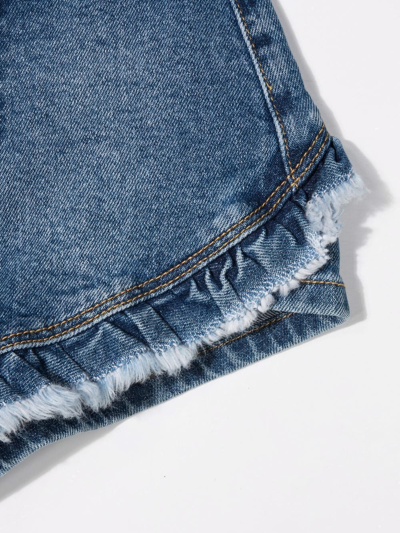 Shop Molo Frayed-detailed Denim Shorts In Blue