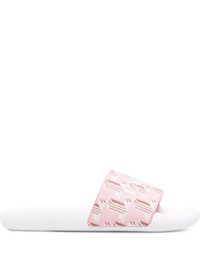 Shop Lanvin Monogram Logo-print Open-toe Slides In Pink
