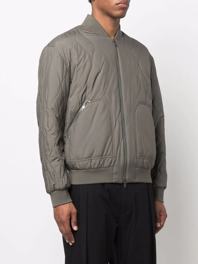 Shop Z Zegna Quilted-finish Bomber Jacket In Green