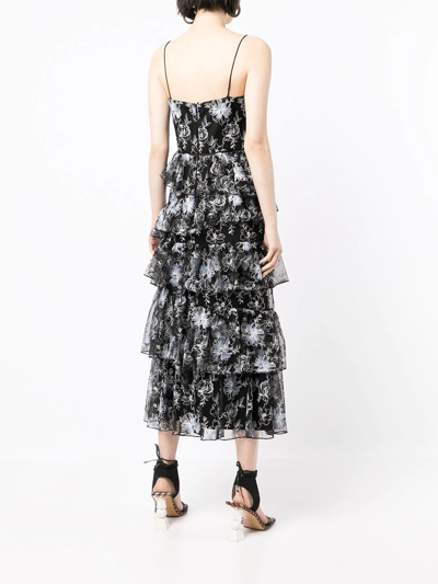 Shop Monique Lhuillier Embroidered Tulle Dress In Black