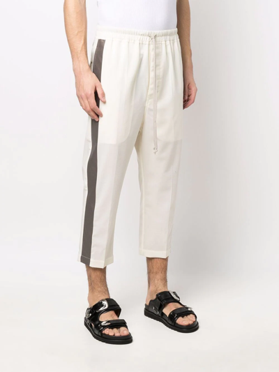 Shop Rick Owens Cropped Drawstring Trousers In Neutrals