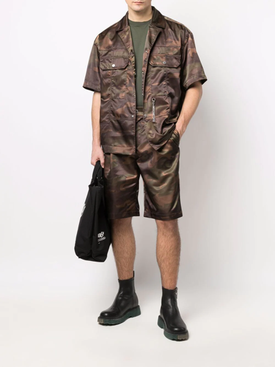 Shop Feng Chen Wang Camouflage-print Knee-length Shorts In Brown