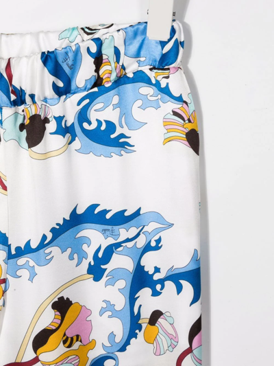 Emilio Pucci Junior Graphic-print Straight-leg Trousers In White