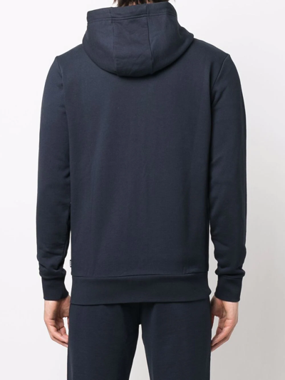 Shop Hugo Boss Cotton Zipped Hoodie In Blue