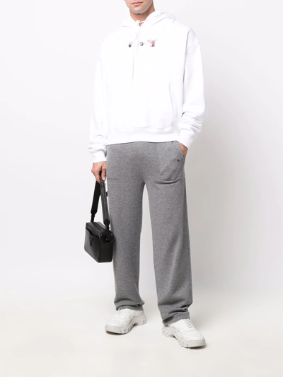 Shop Off-white Logo-embroidered Cashmere Track Pants In Grey