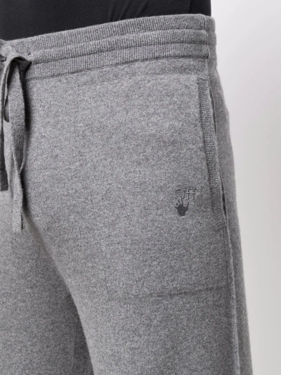 Shop Off-white Logo-embroidered Cashmere Track Pants In Grey