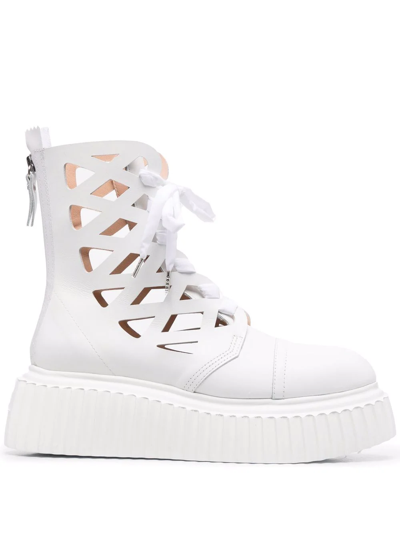 Agl Attilio Giusti Leombruni Cut-out Ankle Boots In White
