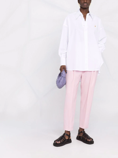 Dolce & Gabbana Logo-plaque Oversized Cotton Shirt In White