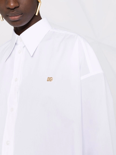 Shop Dolce & Gabbana Logo-plaque Oversized Cotton Shirt In White