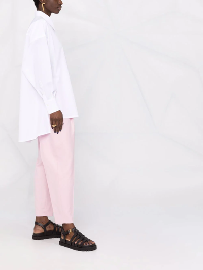 Dolce & Gabbana Logo-plaque Oversized Cotton Shirt In White