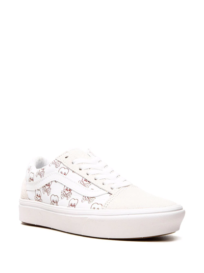 Vans Comfycush Old Sko Mens Leather Low Top Skateboarding Shoes In White