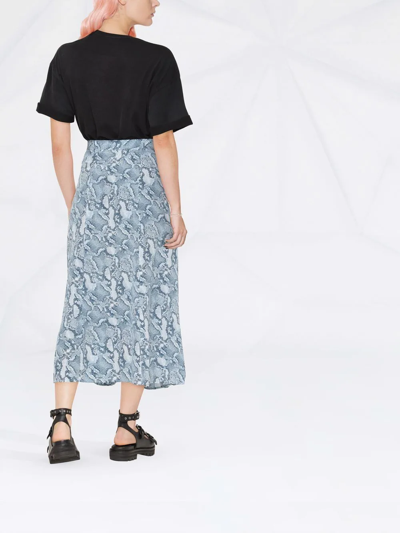 Shop Zadig & Voltaire June Wild Snake-print Skirt In Blue