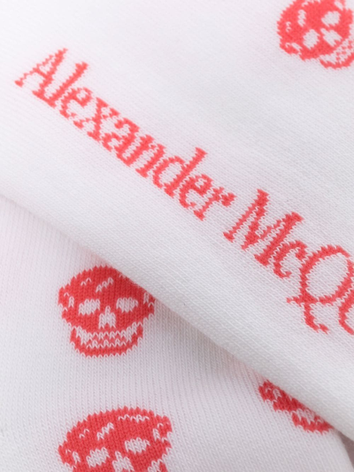 Shop Alexander Mcqueen Skull-knit Ankle Socks In White