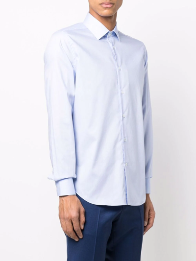 Corneliani Long-sleeve Cotton Shirt In Blue