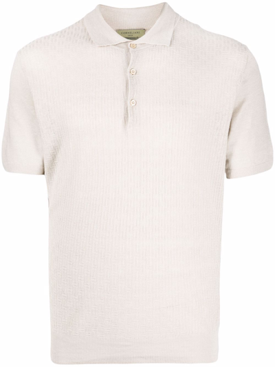 Shop Corneliani Embossed-stitched Polo Shirt In Neutrals