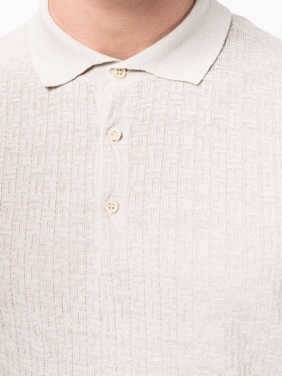 Shop Corneliani Embossed-stitched Polo Shirt In Neutrals