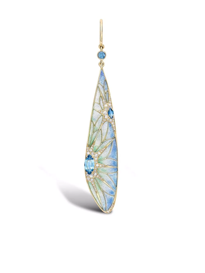 Pragnell 18kt Yellow Gold Wildflower Dragonfly Sapphire And Diamond Drop Earrings In Gold