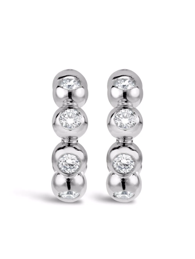 Shop Pragnell 18kt White Gold Bohemia Diamond Hoop Earrings In Silver