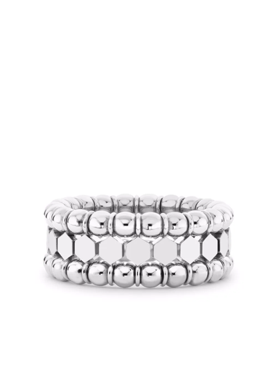 Shop Pragnell 18kt White Gold Bohemia Three-row Ring In Silver