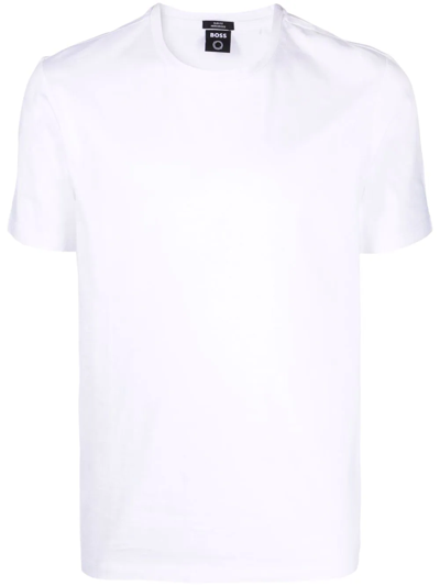 Shop Hugo Boss Round-neck Short-sleeve T-shirt In White