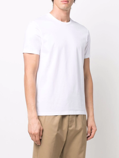 Shop Hugo Boss Round-neck Short-sleeve T-shirt In White