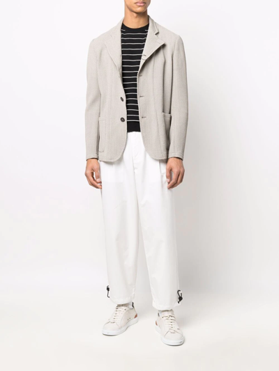 Shop Emporio Armani Elasticated-hem Straight-leg Trousers In White