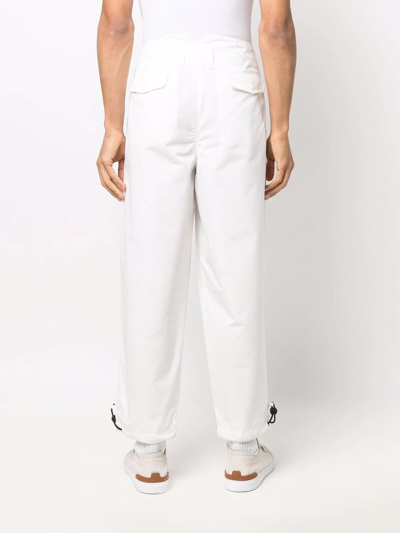 Shop Emporio Armani Elasticated-hem Straight-leg Trousers In White