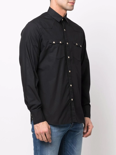 Shop Lardini Long-sleeve Cotton Shirt In Black