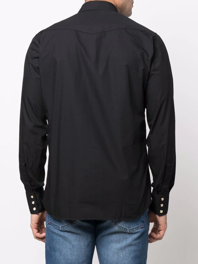 Shop Lardini Long-sleeve Cotton Shirt In Black