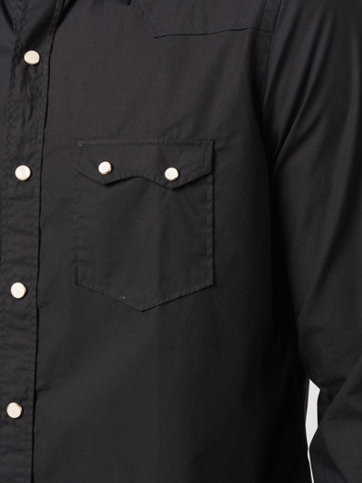 Shop Lardini Long-sleeve Cotton Shirt In Black