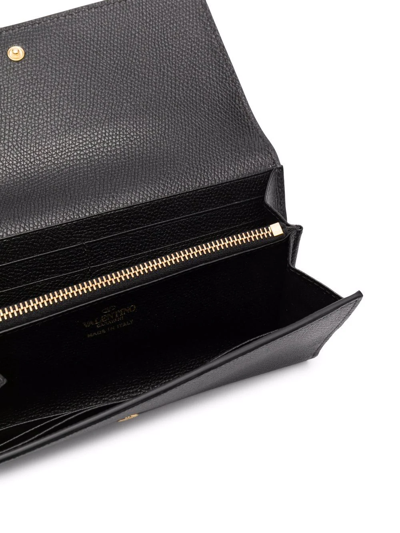 Shop Valentino Vlogo Pebbled Wallet In Black