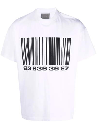 Shop Vtmnts Barcode-print T-shirt In White