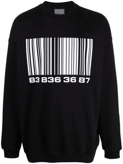 Vtmnts Bar-code Print Sweatshirt In Black